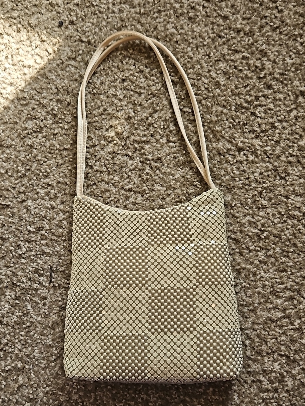 Cream Beaded Checker Shoulder Bag